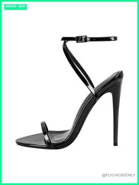 Strappy High Stiletto Heels Ankle Strap Buckle Open Round Toe Sandals